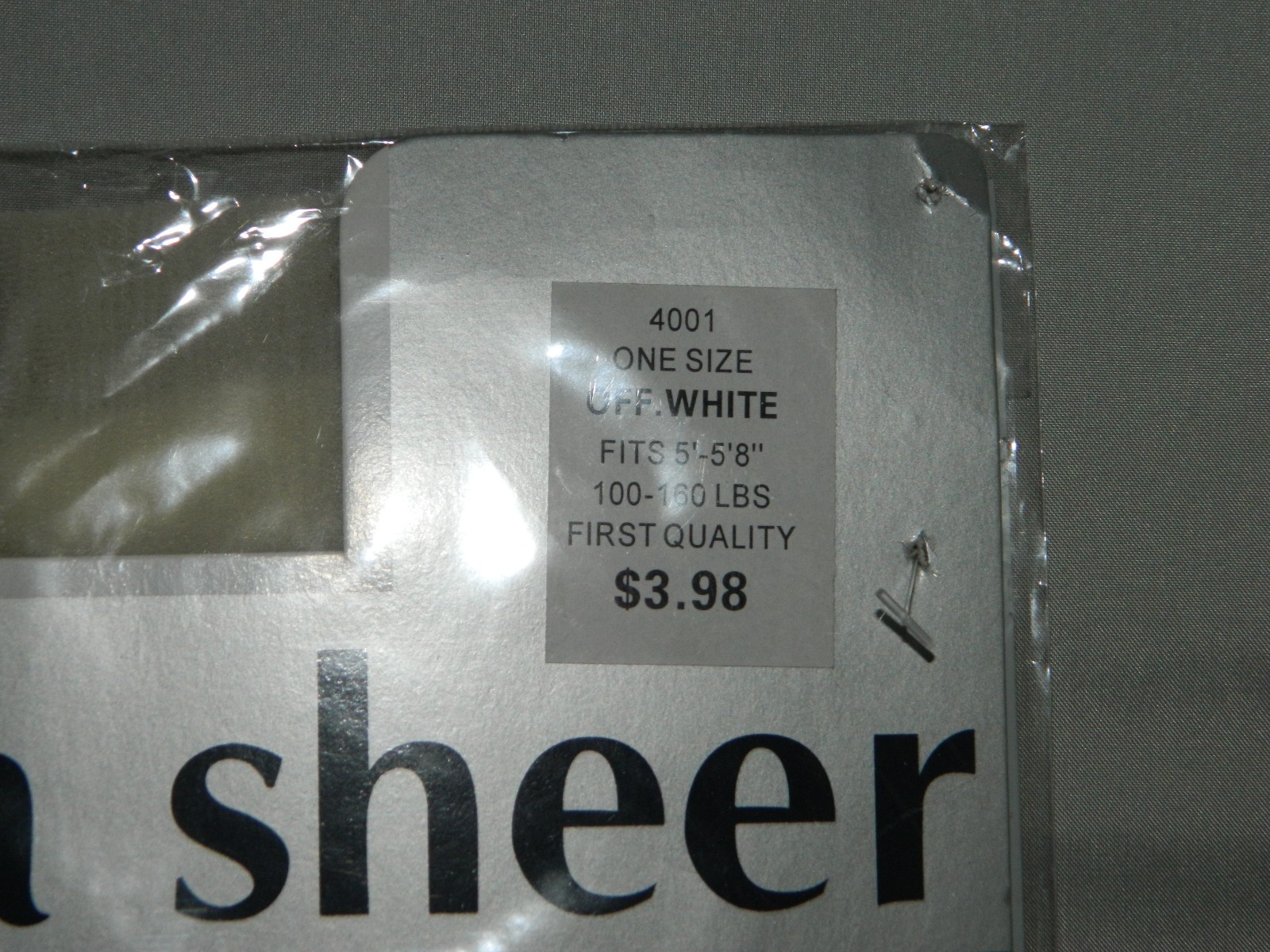 Vintage ULTRA SHEER Pantyhose Off White Fits 5′-5’8″ 100-160 lbs