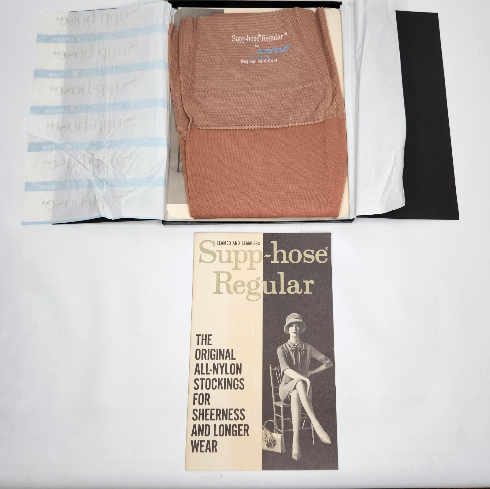 Vintage Supp-Hose Kayser Nylon Stockings Seamed Pantyhose Charm Regular 8.5-9.5M