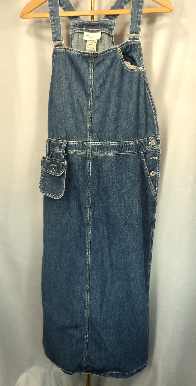 Vintage 90’s Faded Glory Denim Overall Maxi Dress Jumper SZ L