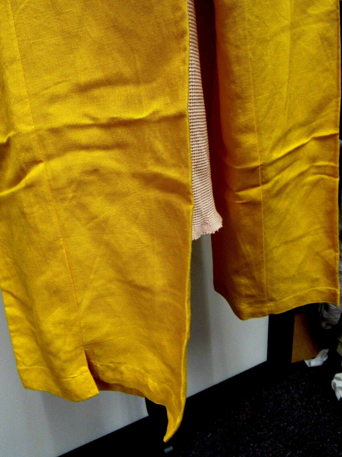 VTG MARLA KIM Dress Pants Flat Front Drawstring Back Zipper Golden Yellow L EUC