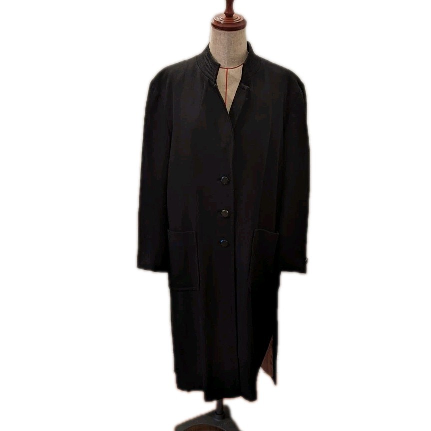 Vintage Vogue Pattern Med/Lg American Designer Long Black Trench Coat Wool 80’s