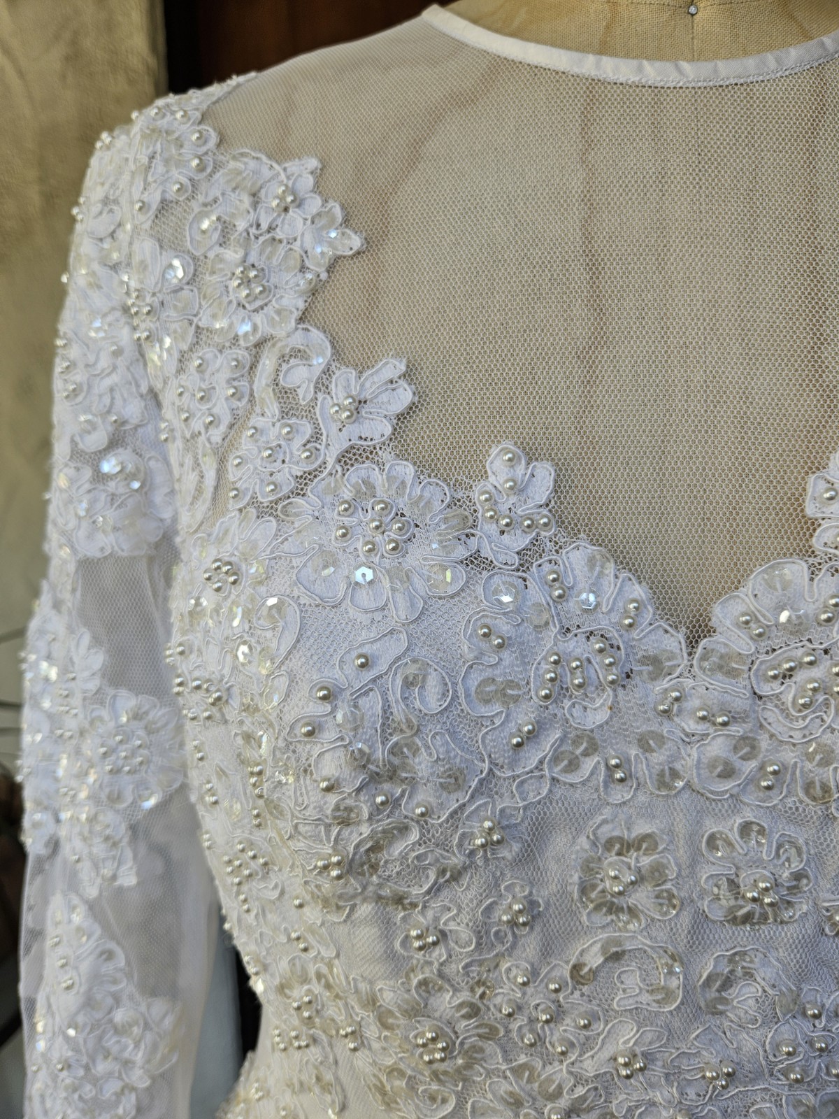 Vintage 90s Wedding Dress Princess Ballgown Basque Waist Silk Dupioni Size 10