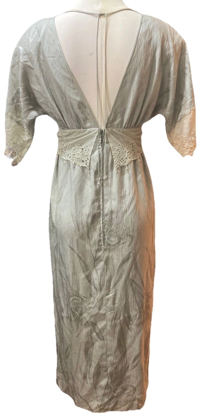 Carol Peretz / Neiman Marcus, Sea Foam Green Silk Bead Boho Dress Rare Vintage