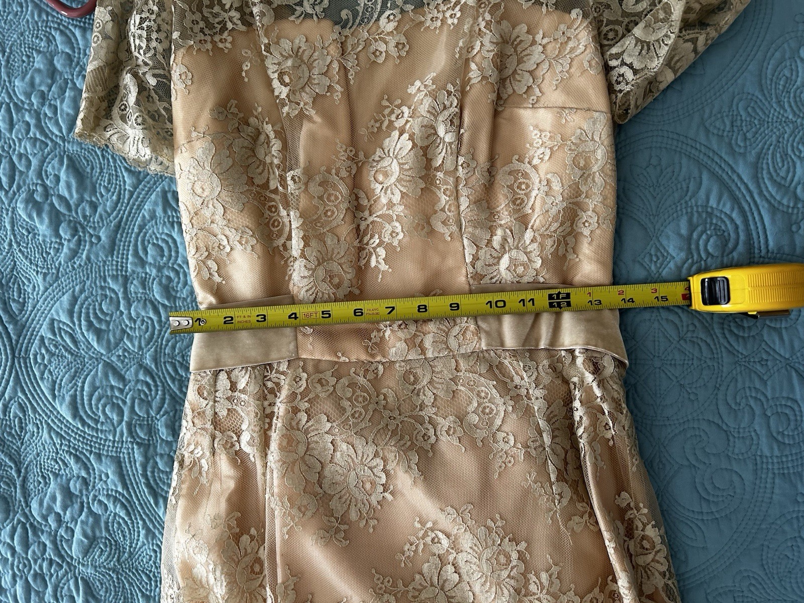 Gorgeous 1950’s Lace Cocktail Dress with Velveteen Accent At Waist