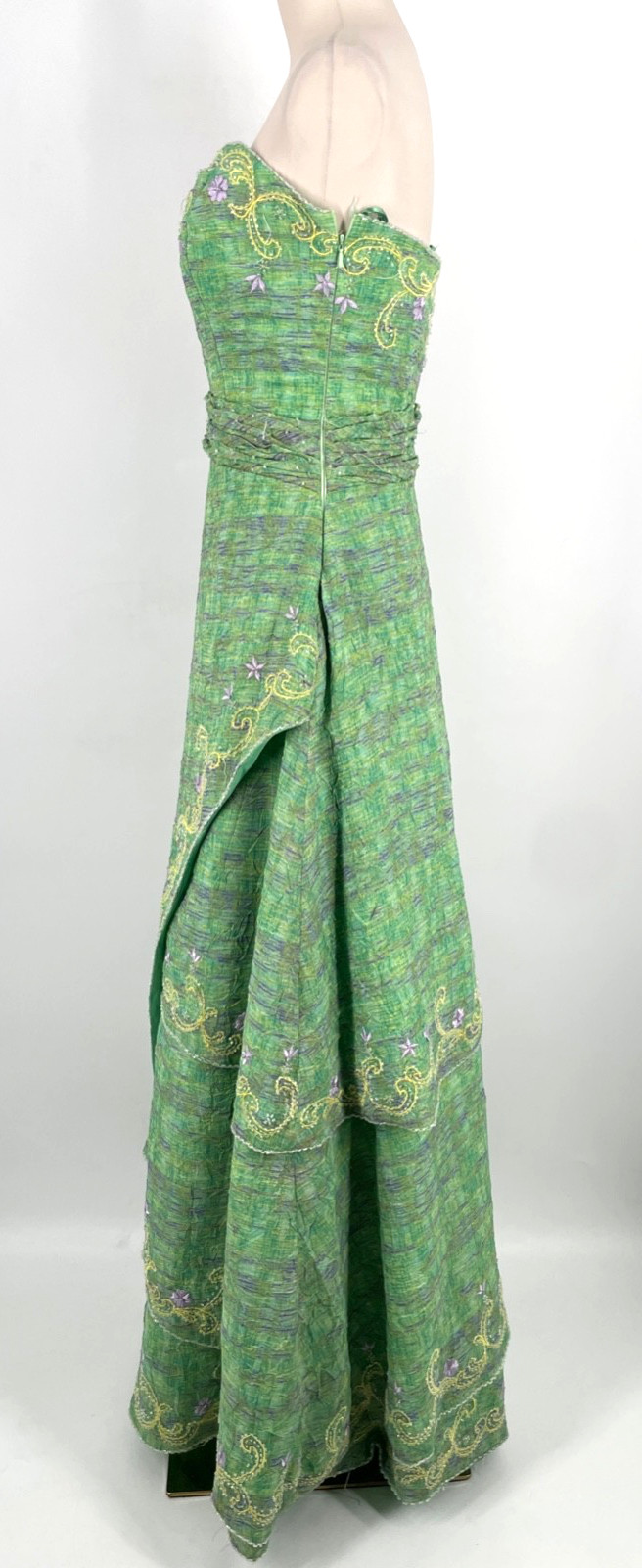 COLI Couture women’s 6 (US 2-4) Green strapless Beaded party flared Dress gown