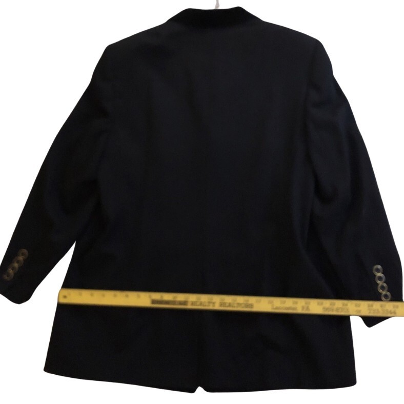 Basler Wool Blend Jacket Womens Sz 16 Black Velvet Trim Ivy League Elegant