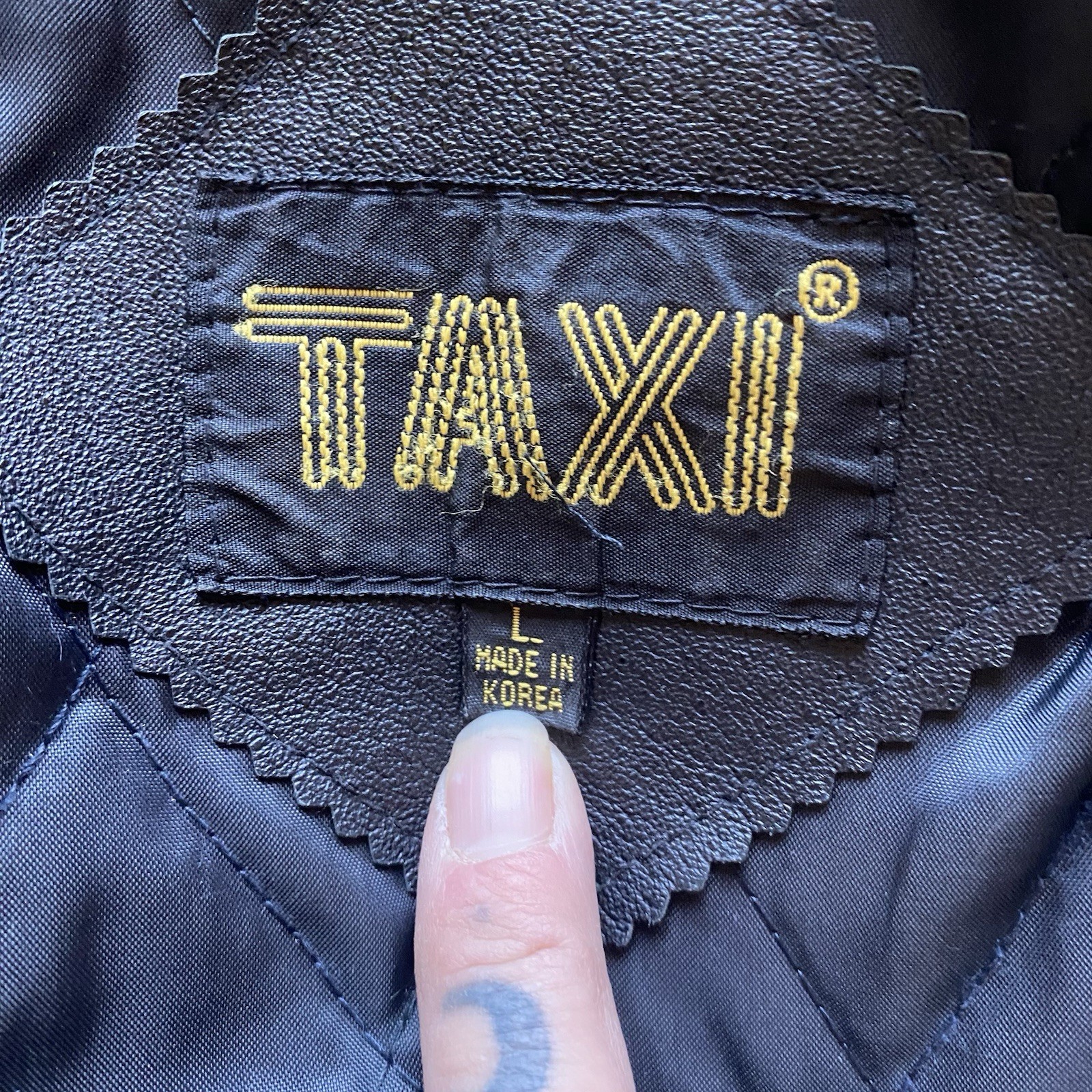 Vintage Taxi 80’s Leather Cropped Jacket. Biker Core. Motorcycle. Unisex. Large.