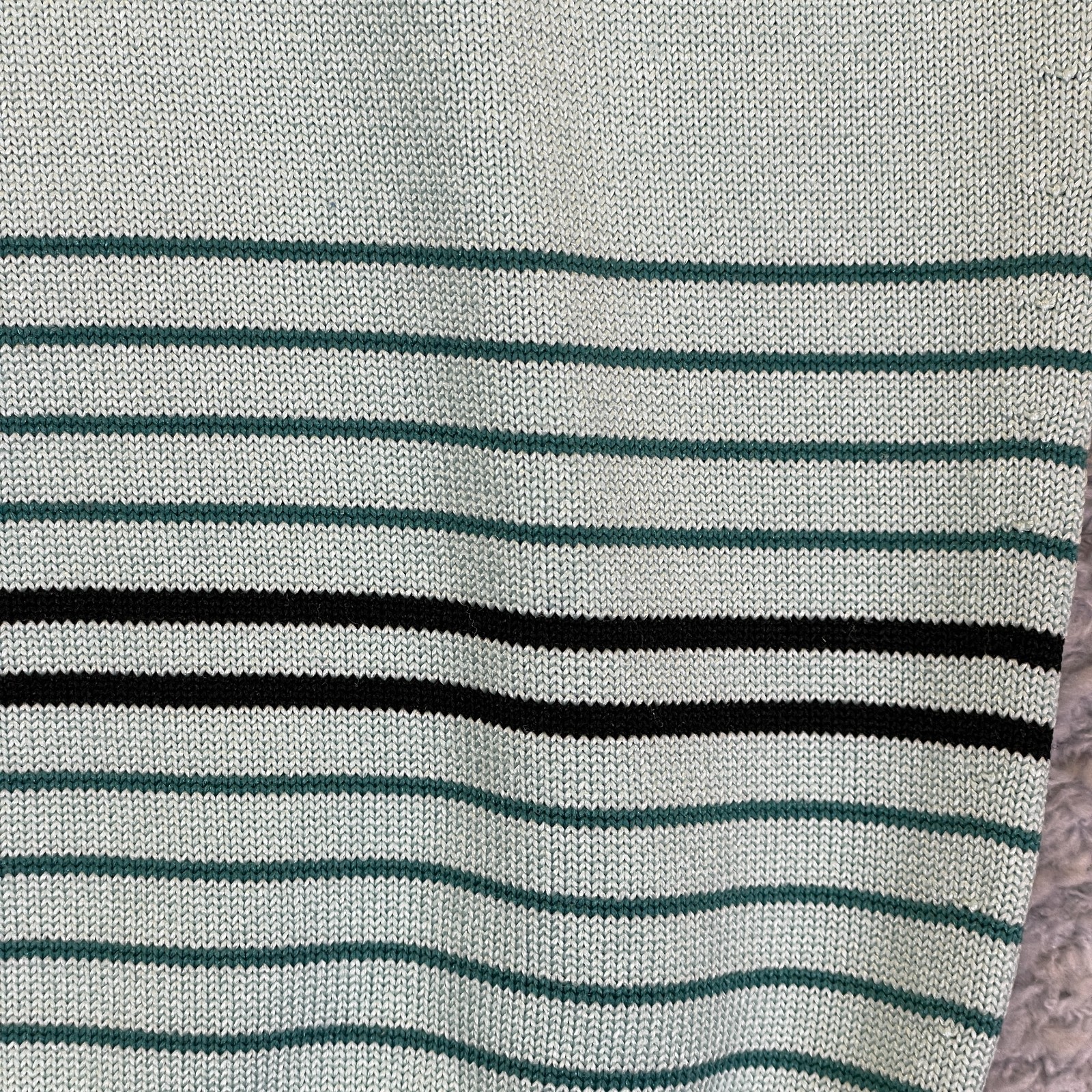 Vintage 1970s Givenchy Sport Designer Aqua Striped Sweater Top Size 36 Talon Zip