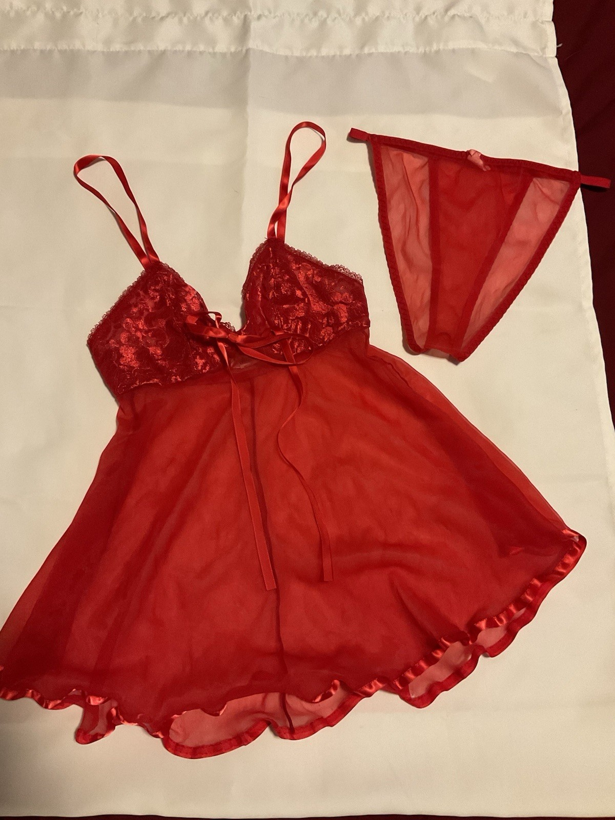 Frederick’s Of Hollywood Red Babydoll Flirty Fun Sexy Feminine Size M