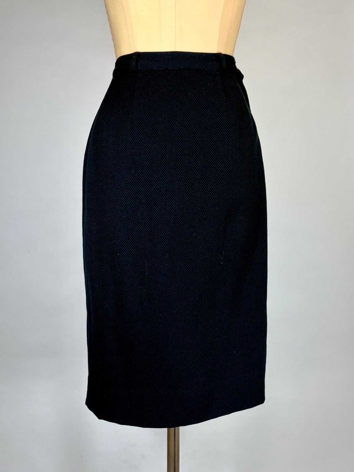 Vintage 1950’s-60’s textured woven wool high waisted PENCIL skirt & belt sz XS/S