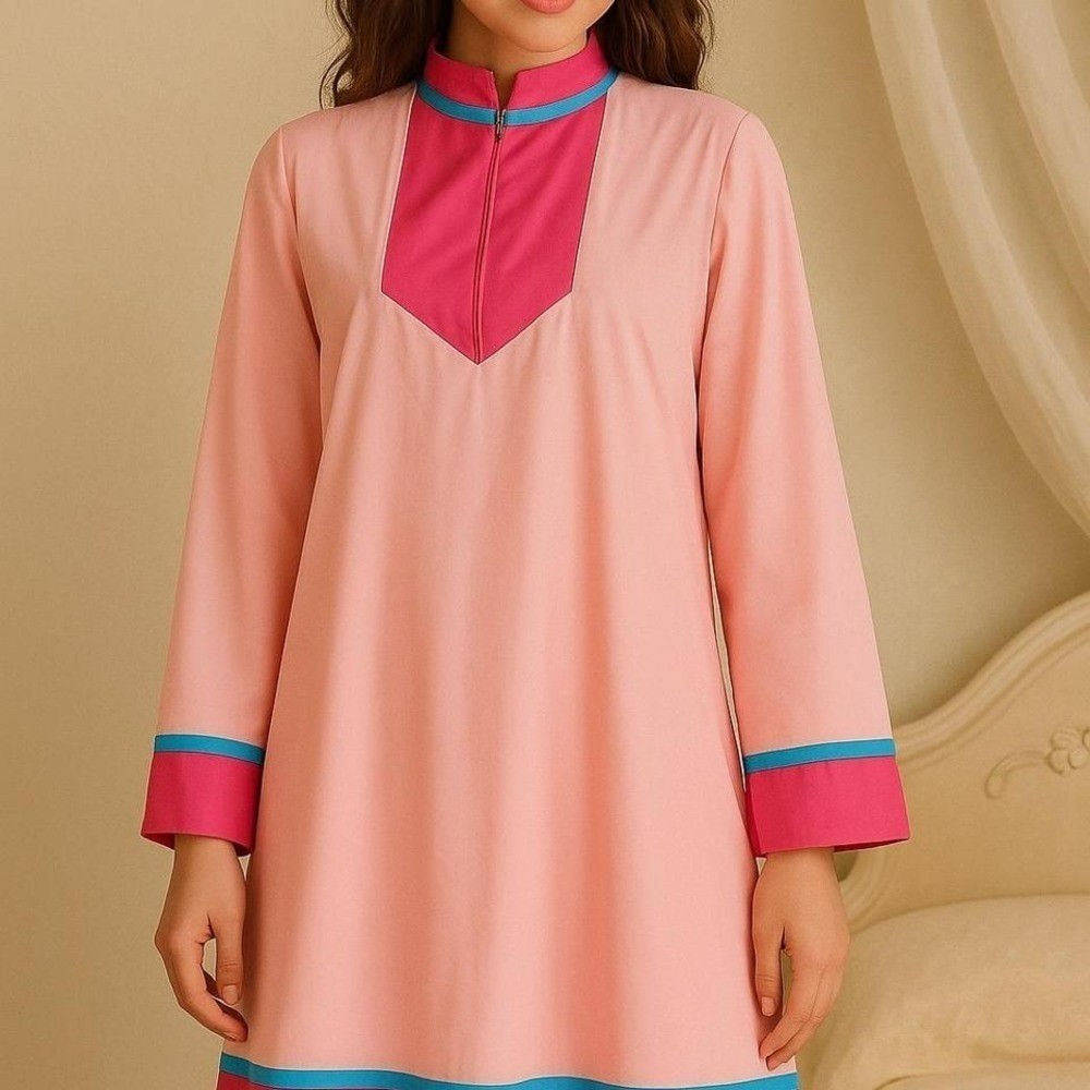 Vintage Gossard Artemis Pink Turquoise Colorblock Mod Loungewear Set Small