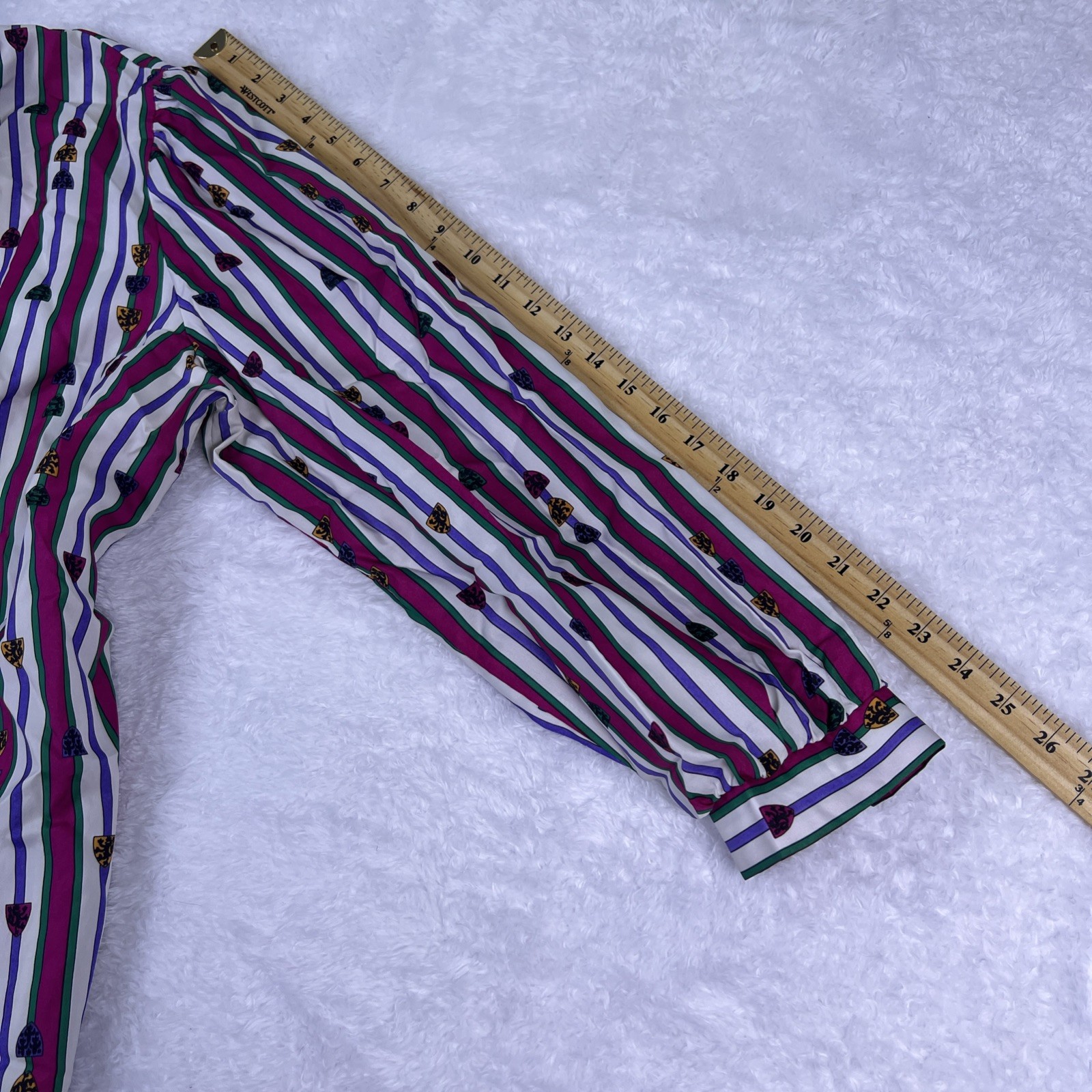 Vintage 70s/80s Alley Cat II Multicolor Blouse Shirt Necktie Size 44 USA Made