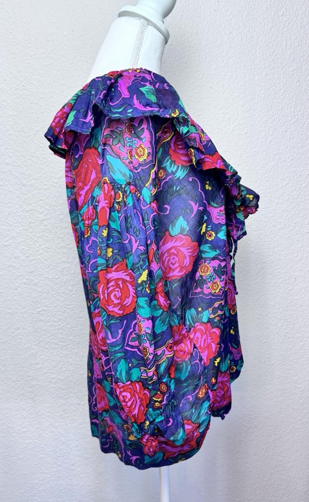 Vintage Speed Limit MPH Women’s SZ M Ruffle Blouse Floral Y2K Boho 90s