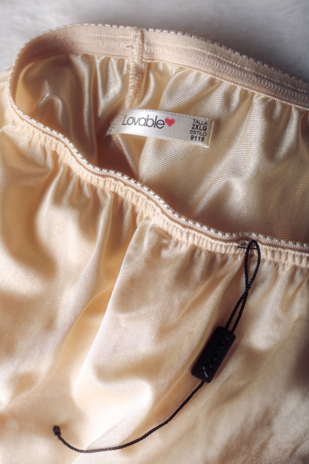 Lovable Vintage Retro Glam Soft Satin Pettipants Slip 2X 2XL Knee Beige NWOT