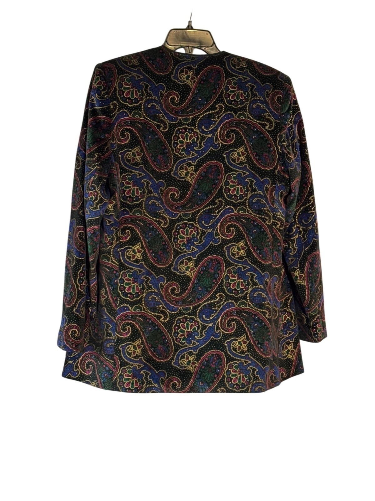 Vintage Koret Size 8 Velvet Paisley Open Front Blazer Jacket Shoulder Pads Soft