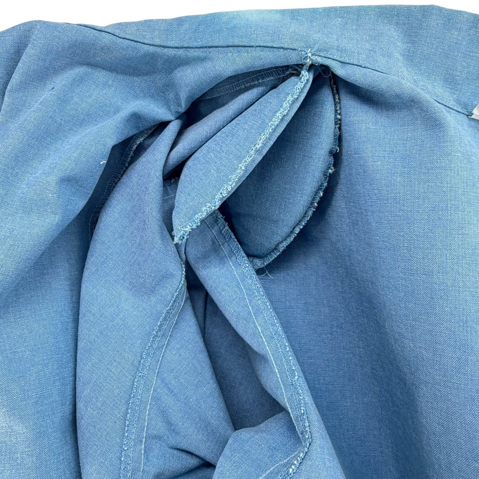 Vintage Chambray Toggle Coat Jacket Wooden Rope Lagenlook Coastal Womens Small