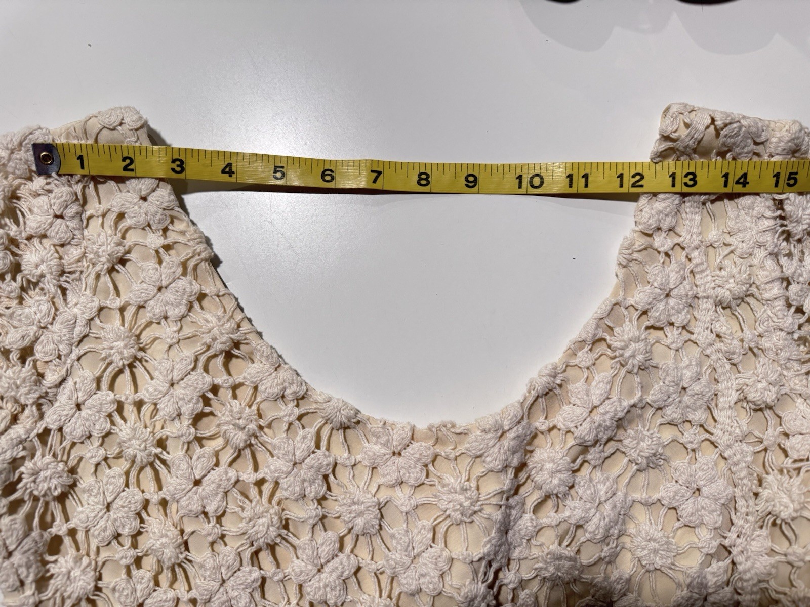 Vintage 70s Halo Sport Fashions Crochet Lace Beige Hippie Boho Jumpsuit Romper