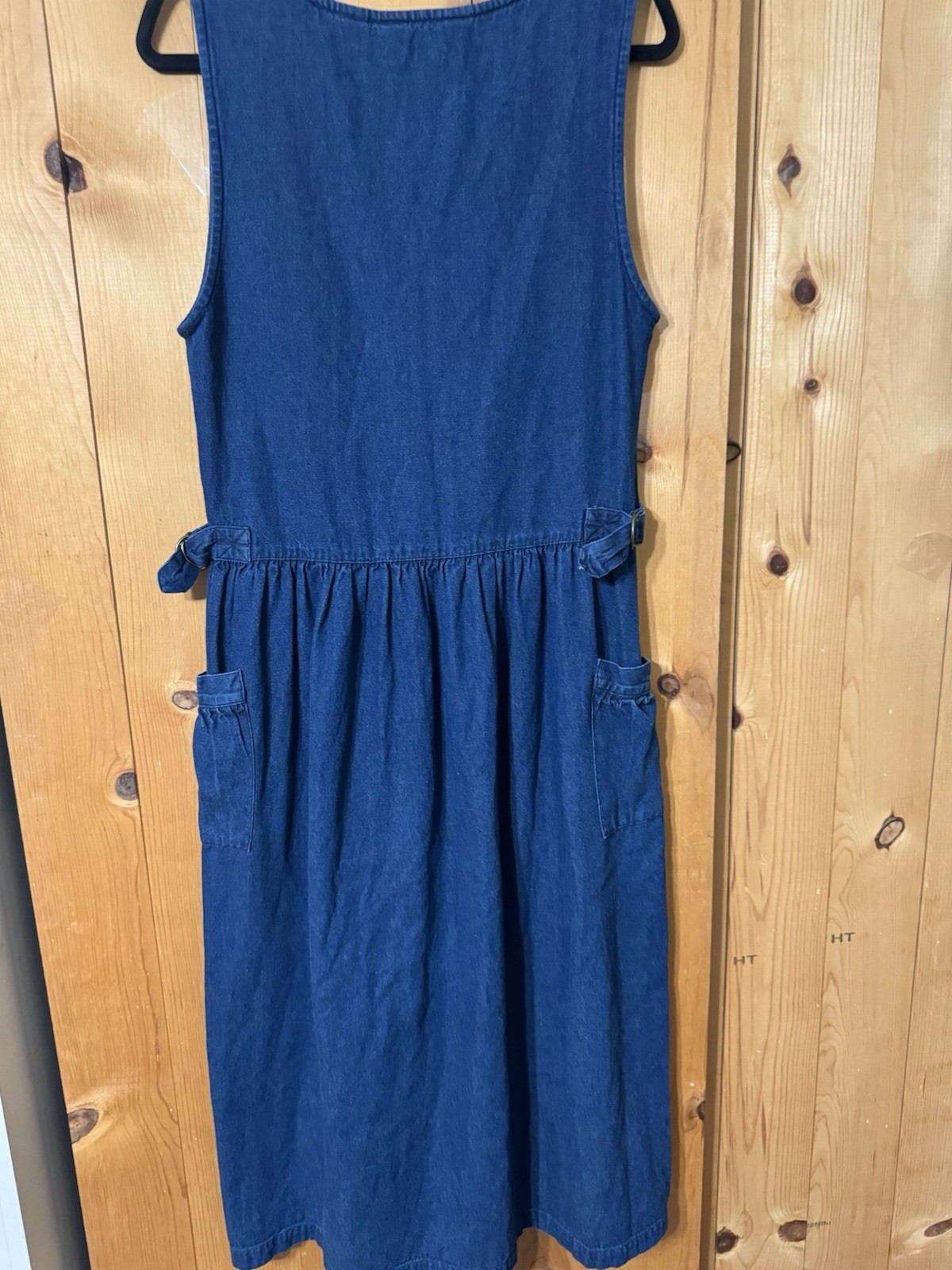 Eddie Bauer 1980s Dark Jean Jumper Dress Women’s XS(tag M) Bust 34” Read PRARIE