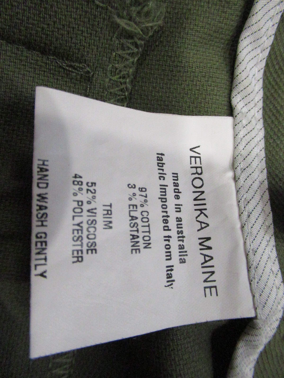 Veronika Maine Skirt Khaki Green Size 10 Australia Cotton A-Line VG 2010s