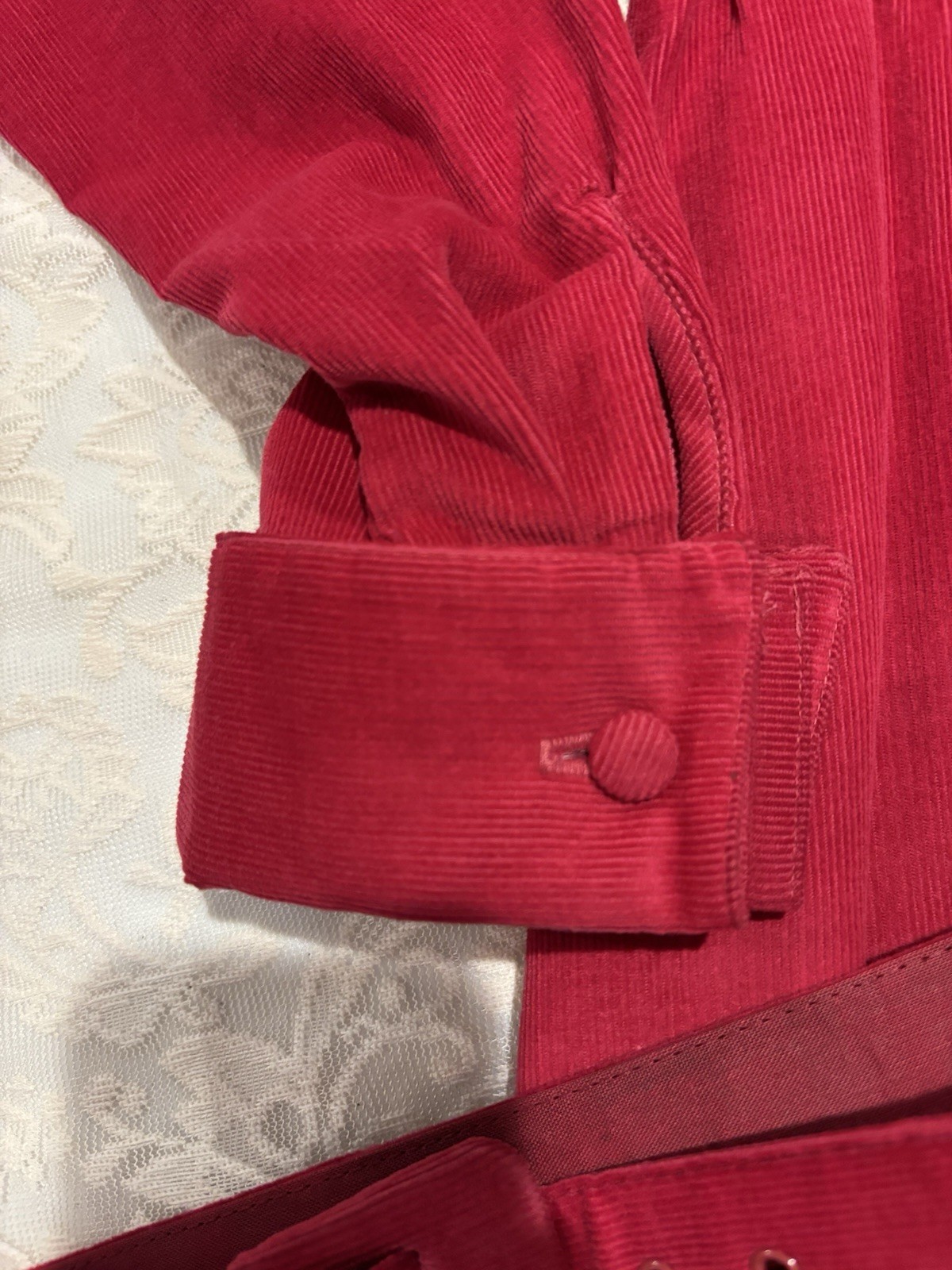 Vintage Andrew Harvey Corduroy Red Long-Sleeve Dress – NWT- Women’s Size 12
