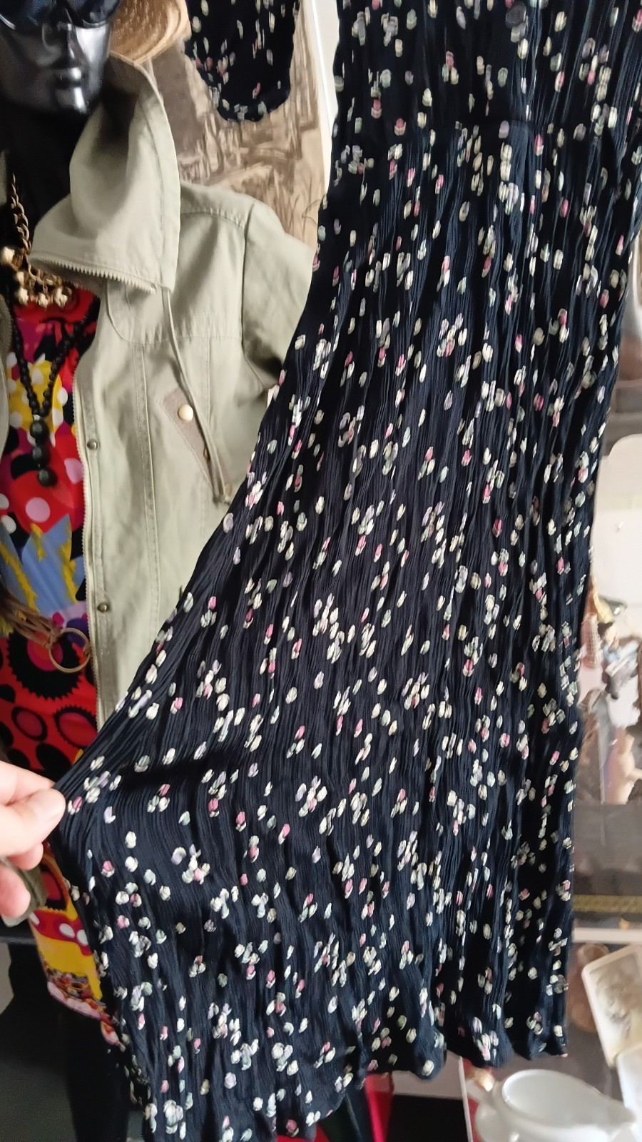 Vintage Crashed Stretch Waistband Dress