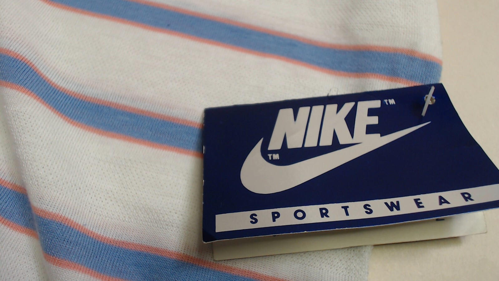Vtg 80s Nike Shirt Womens S Grey Swoosh Blue Tag Sleeveless NWT White w/ Stripes