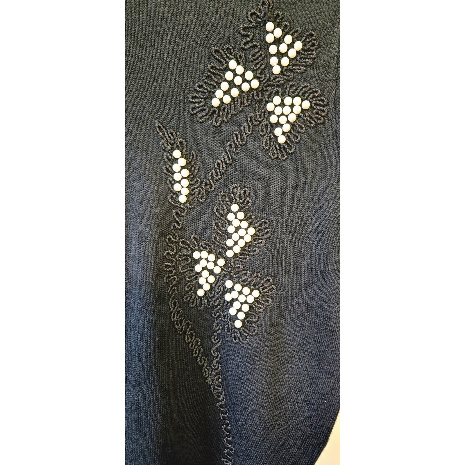 Vintage Turbo Cardigan Womens XS Black 1950s Beaded Embroidered Whimsygoth Goth