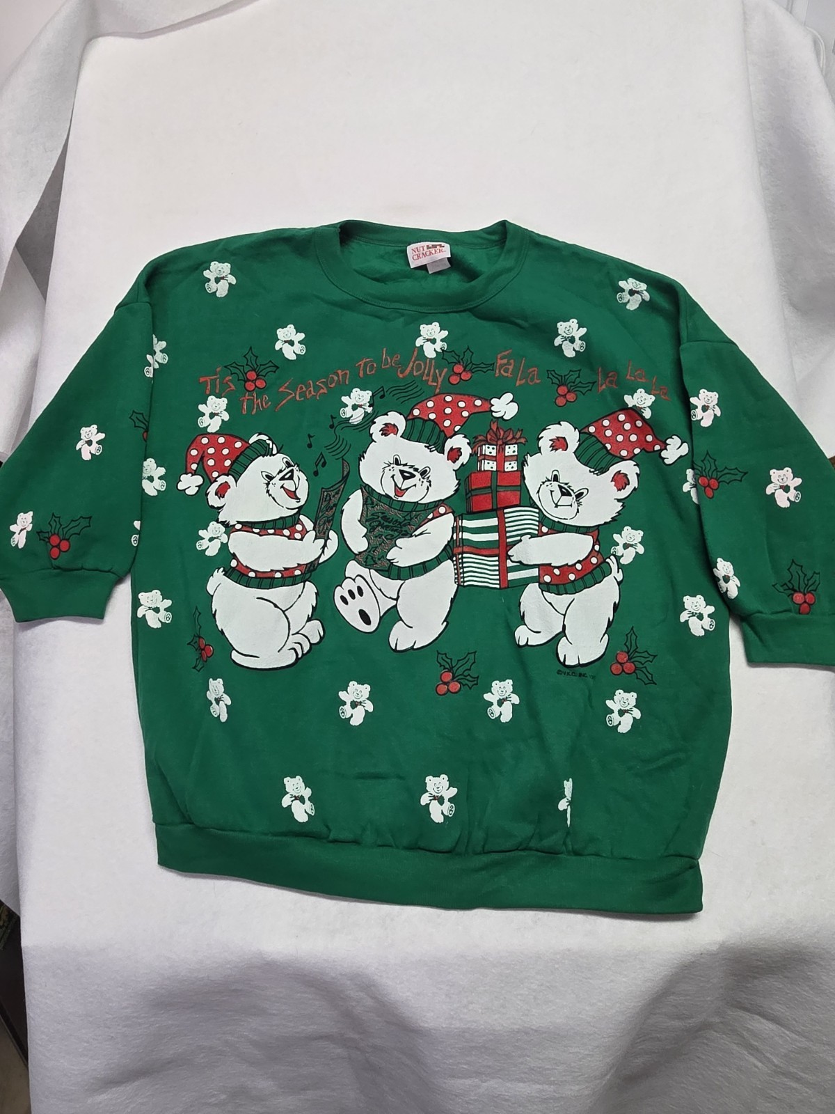 Vintage Nutcracker Ugly Christmas Sweatshirt, 3/4 Sleeve, Sz 24 XXL Made In USA