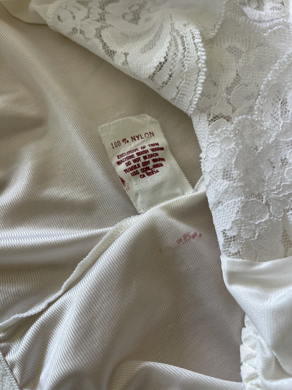 Vintage Darling Lingerie Semi Sheer Nylon Lace Slip Dress Size S Cottagecore