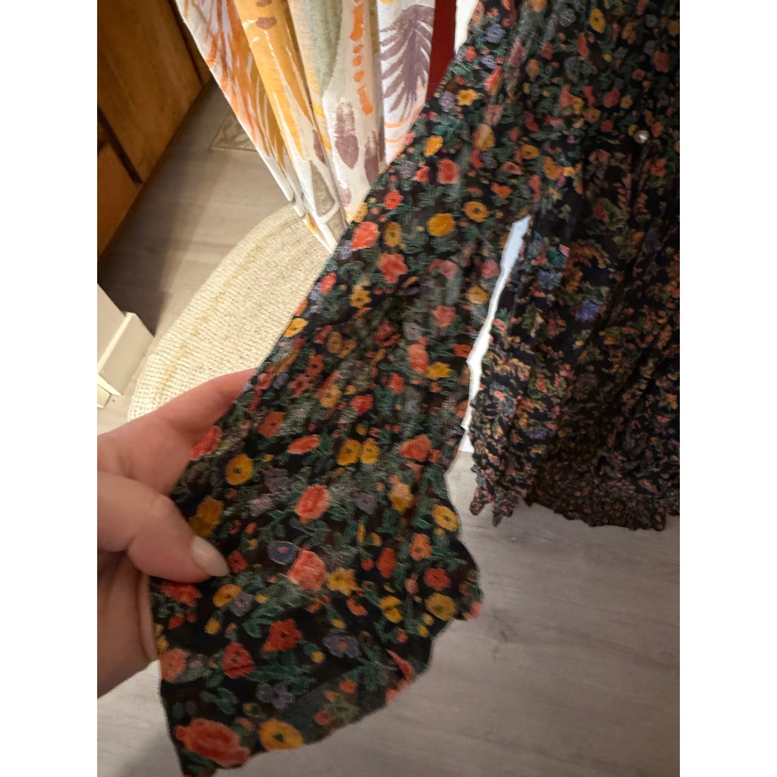 Jasmine midi flutter LG cottagecore cabincore floral scoop tie dress loose fit