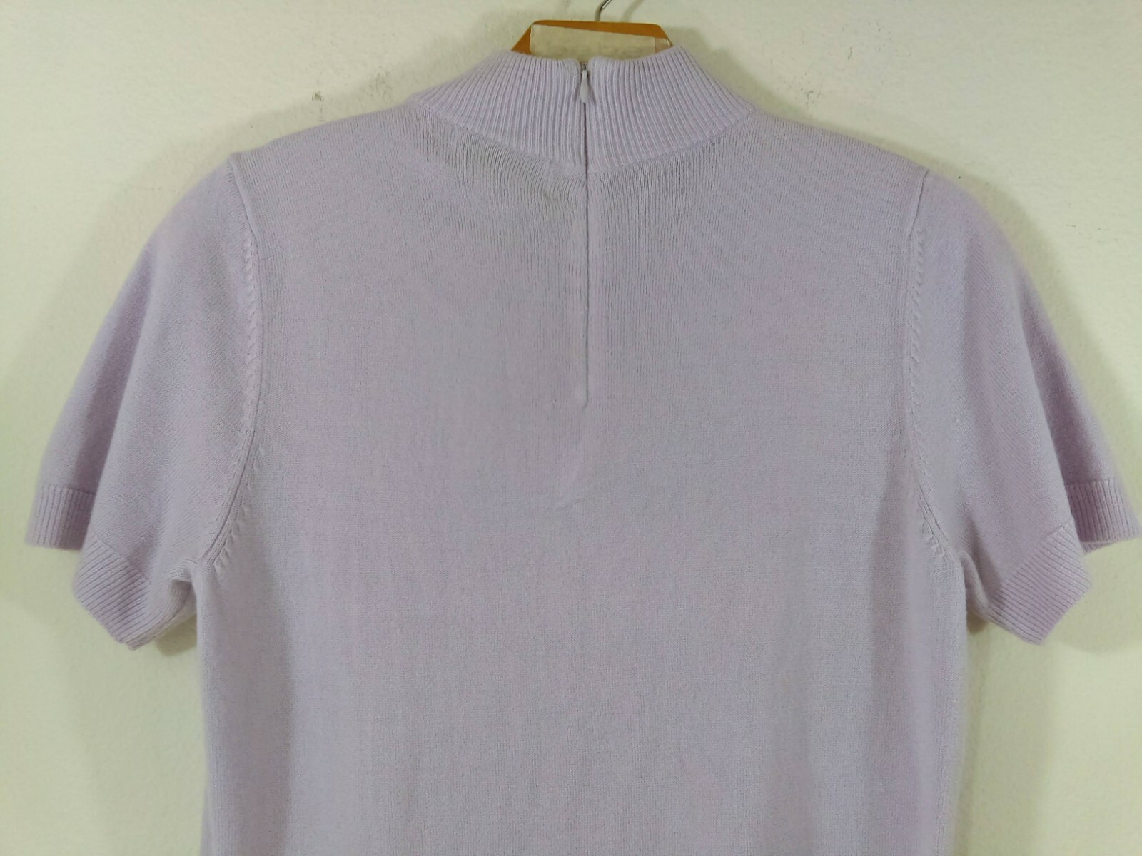 Vintage Covington Small Knit Short Sleeve Sweater Pale Purple Mock Neck Acrylic
