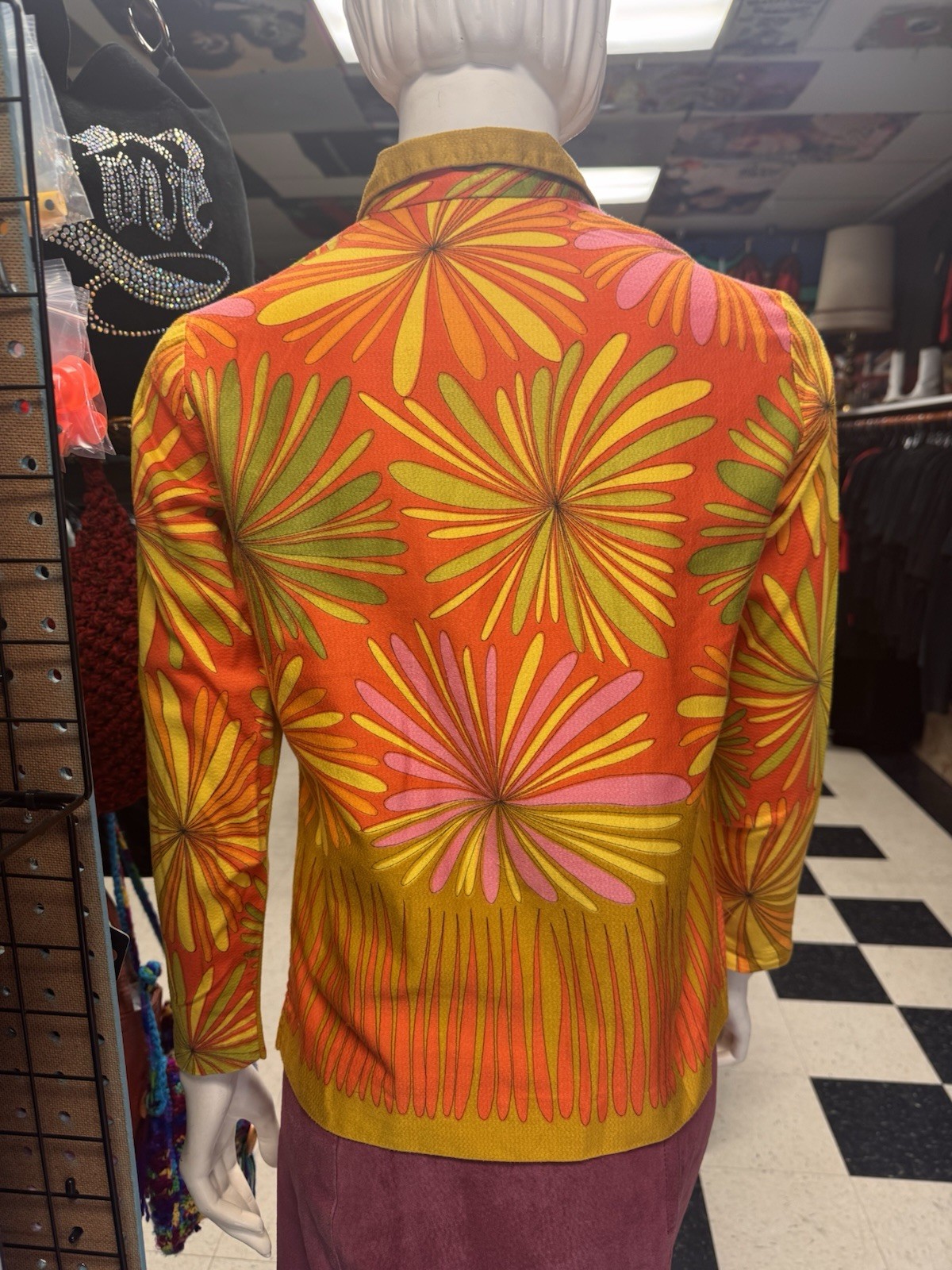 Vintage 1960s Alex Coleman Button Down Psychedelic Shirt Measurements In Photos!
