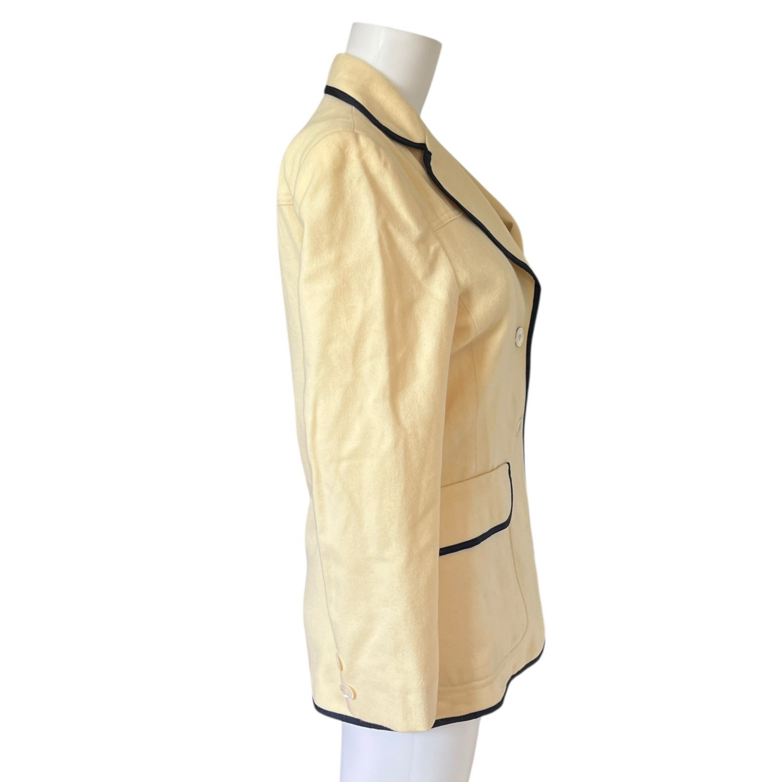 Vintage Dalton Wool Blazer Cream Blue Trim Preppy Neutral Womens Size 10