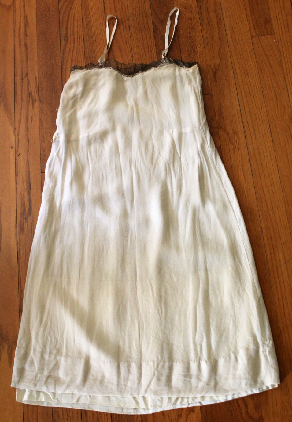 Unique Antique Women’s Dress & Slip Coarse Trim Chain Stitch Silk Crepe Fabric