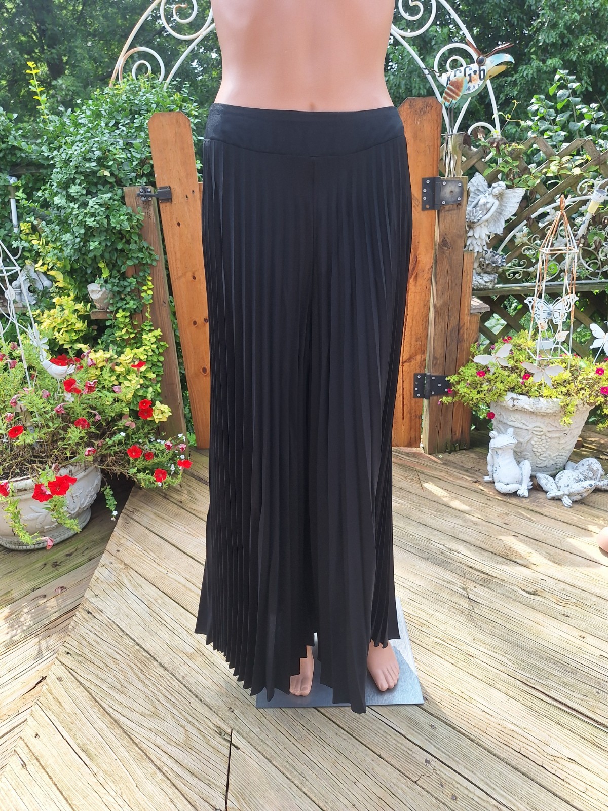 True VTG Mid-century Mod 1970s Accordion Knife Pleat Wide Leg Palazzo Pants S/M