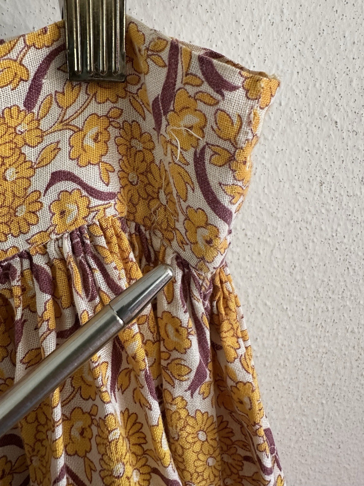 1930s 40s Feed Sack Skirt 28” Waist Yellow Floral Bows Fabric Cotton Prairie VTG