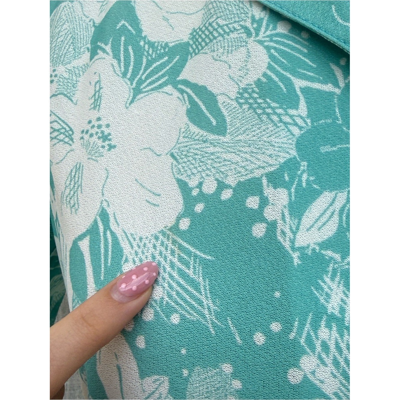 1960 California Looks floral tropical turquoise blue white shirt dress