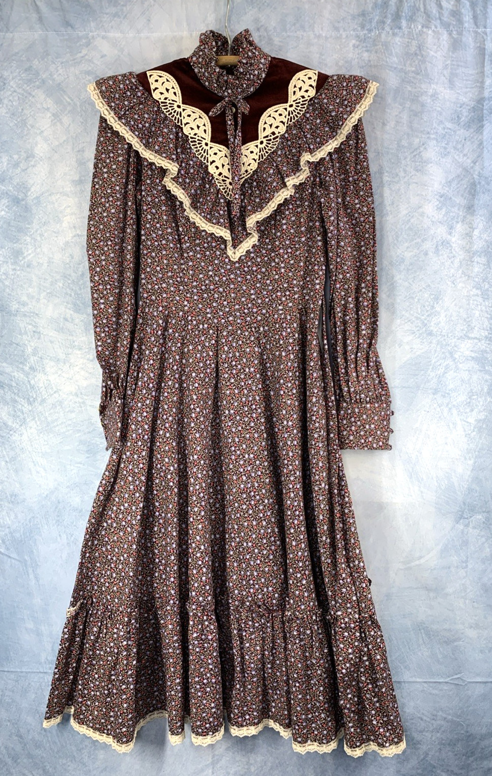 Vintage Gunne Sax Dress Size 7 Calico Floral Prairie Cottage Core Western 1970s