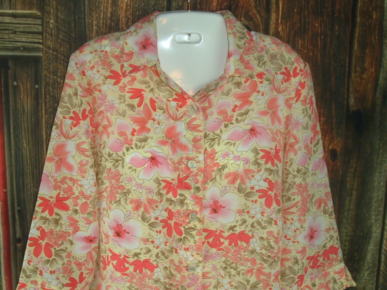 VTG top 90’s The Tog Shop Floral Print Blouse Boho Padded Shoulder M/L polyester