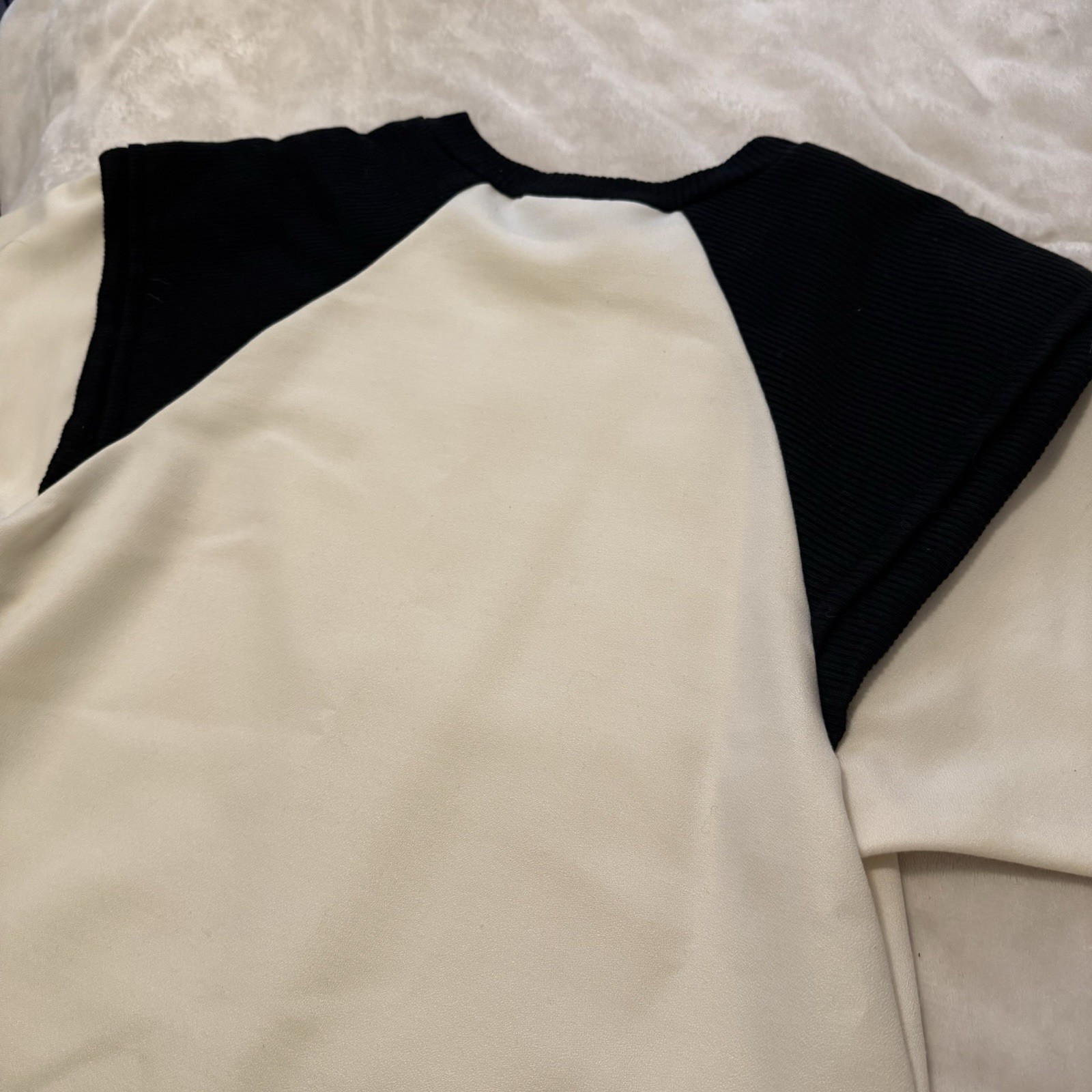 Vintage 70s Toni Petite Dress 16P Black White Mod Colorblock Raglan Shoulder