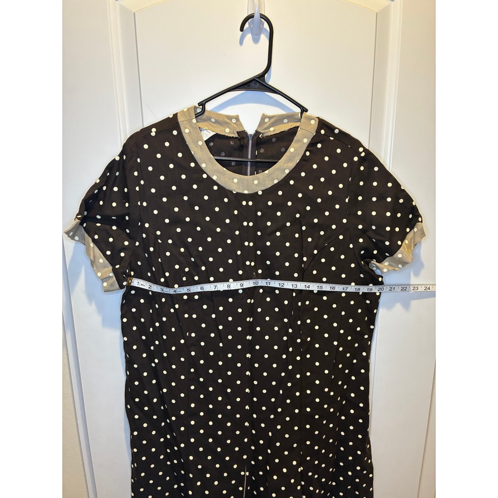 Vintage Brown Polka Dot with Pleats Montgomery Ward Dress Size M/L
