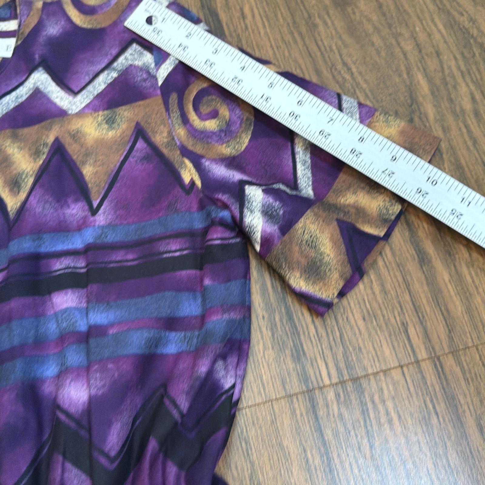 Vintage 90s Terri Ellen Pleated Midi Dress Purple Southwestern Whimsigoth Aztec