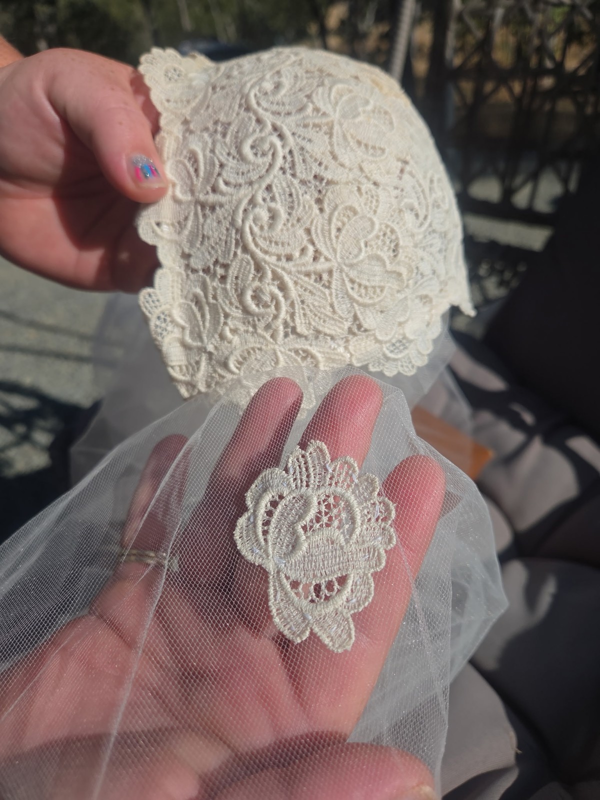 Vintage Juliette Cap Wedding Vail Floral Lace Appliques