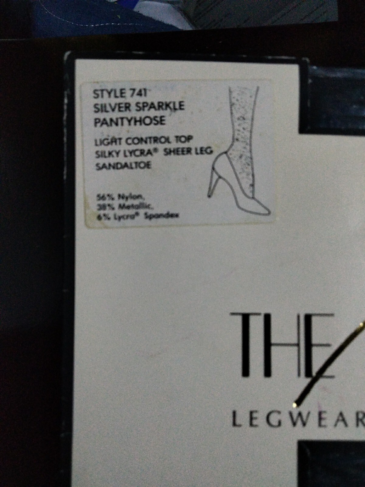 Vintage The Icing Silver Sparkle Black Pantyhose #741 M/L Silky Lycra Sheer Leg
