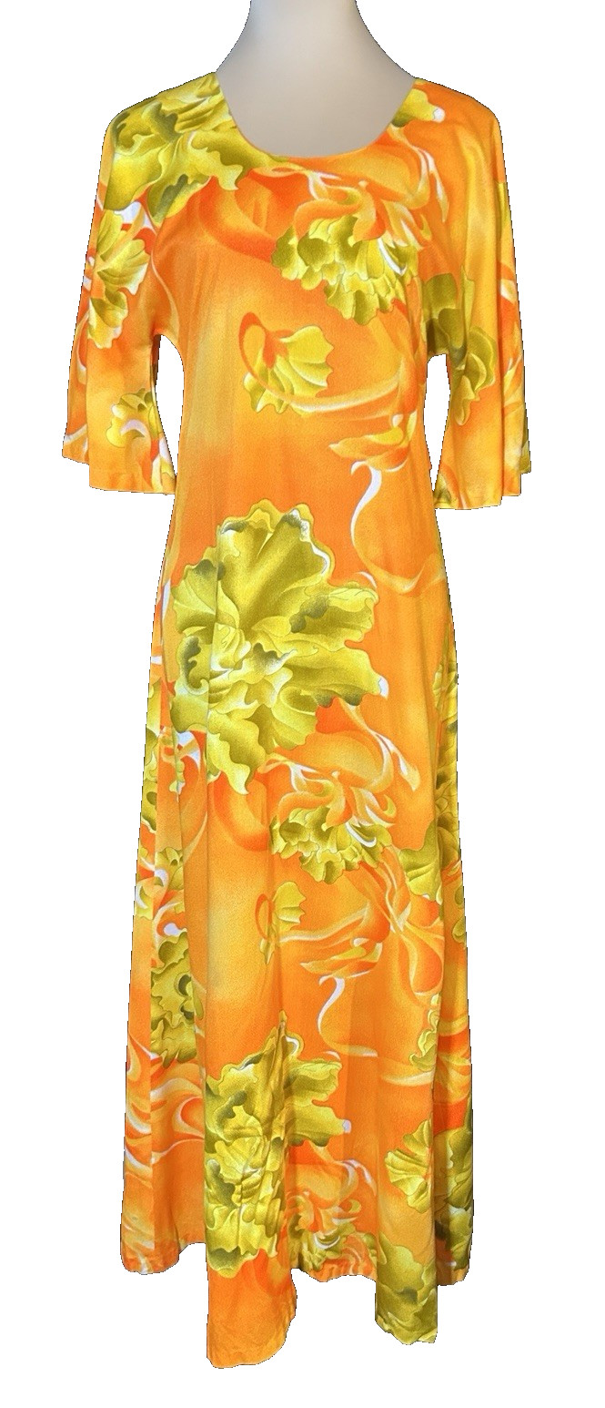 Vintage Two Potato Laguna Beach Psychedelic Mod Maxi Dress Floral Hawaiian Small