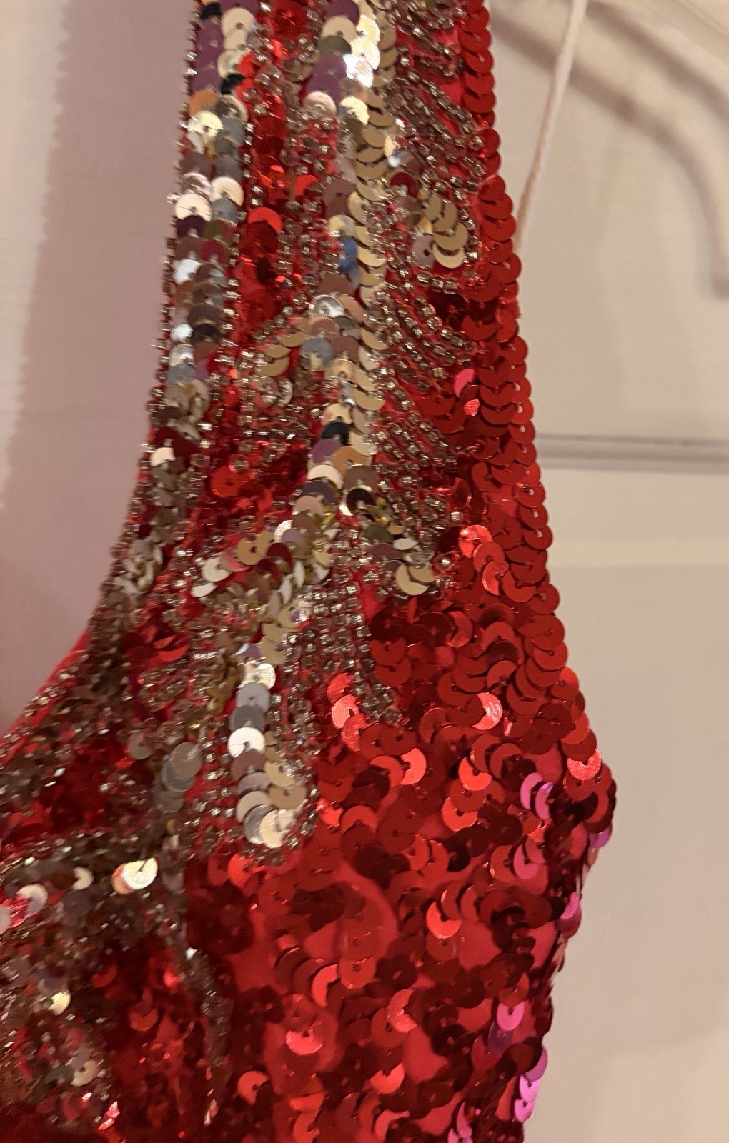 Vintage 80s Mike Benet Red Taffeta Ball Gown w/Red Sequins/Pageant/ Prom-10-EXC