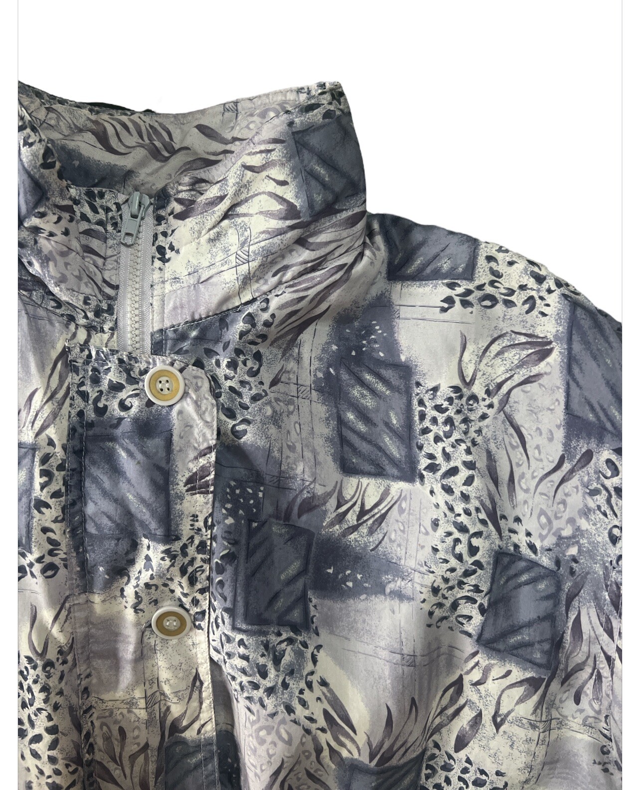 Silk Windbreaker Jacket Vintage Cervelle Pale Purple Silver Size Large Lined