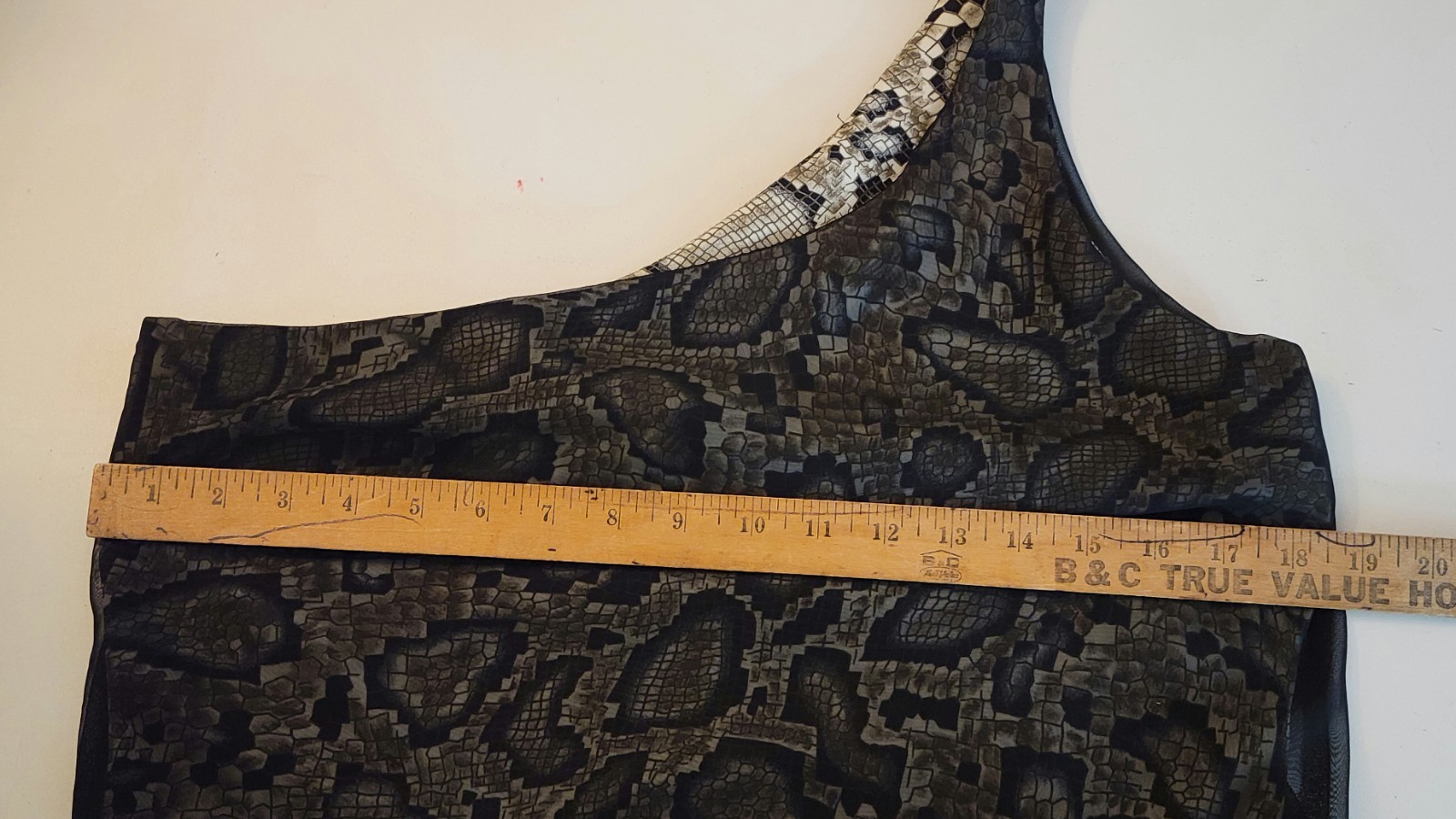 vintage 1990s one shoulder maxi snakeskin slip dress / black chiffon overlay