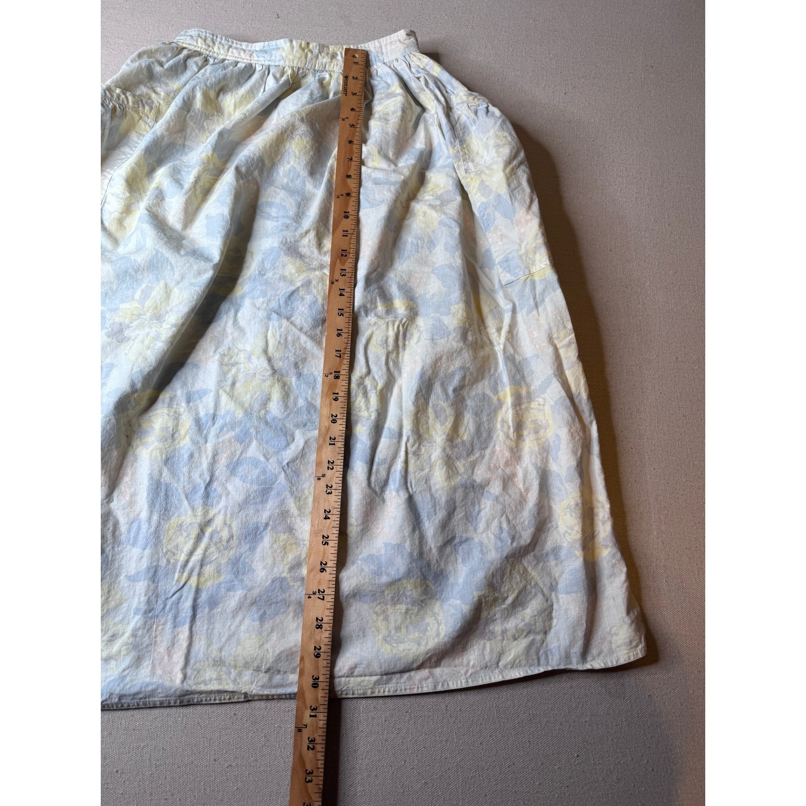Vintage 80s/90s College Town Floral Midi Skirt Cottagecore Prairie Pocket XS