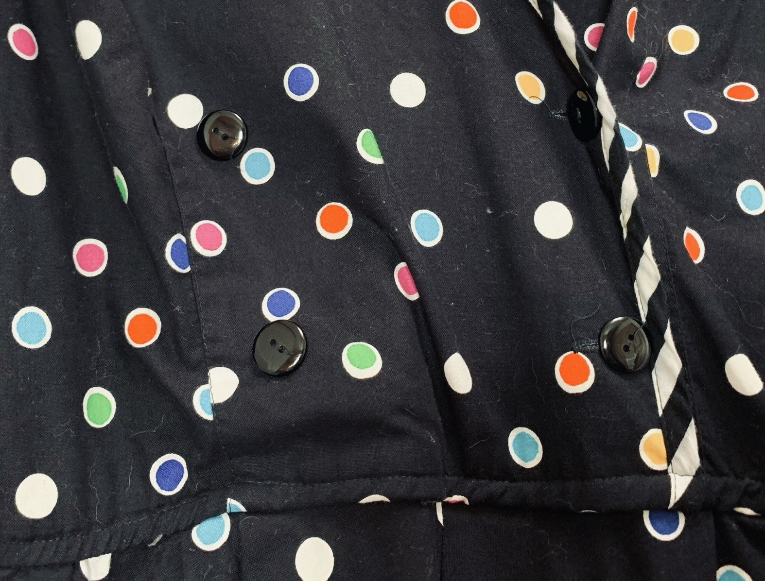 Vintage Choon California Dress Full Skirt Pockets Colorful Dots Twirl Size 14